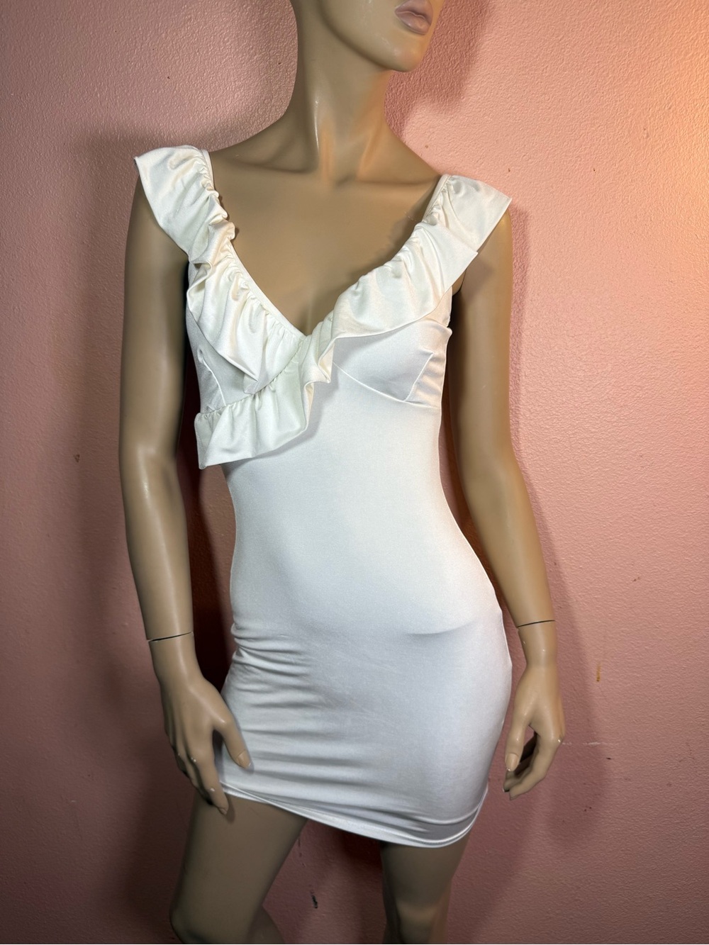Windsor White Ruffle Bodycon Mini Dress
